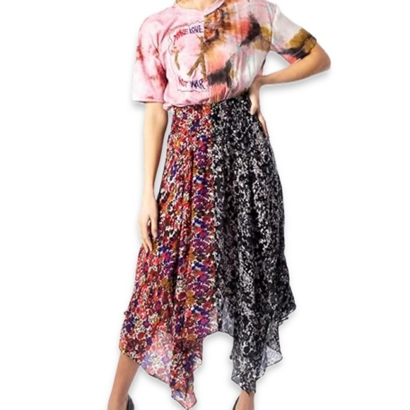 Desigual Dress Asymmetric patch print - beaded (Make Love Not War )Small NWT - Picture 9 of 15